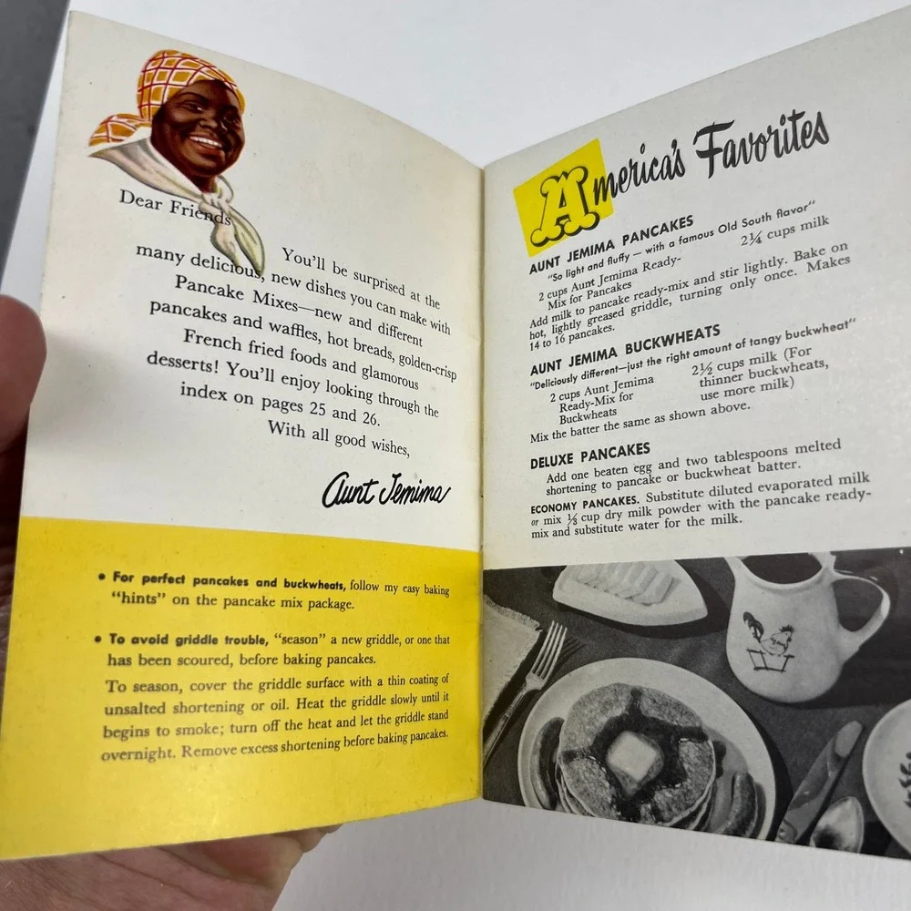 VTG Aunt Jemima Pancake Recipes Cookbook 1952 + Vintage Advertising 1984 Insert